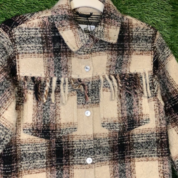 Zara girls fringe stud oversized overshirt/ jacket - Picture 2 of 4